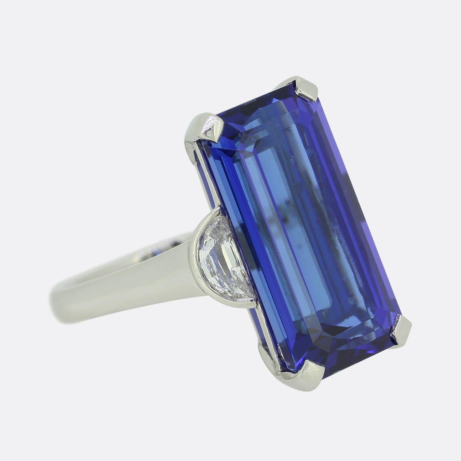 Emerald Cut Boodles 15.02 Carat Tanzanite and Diamond Ring For Sale