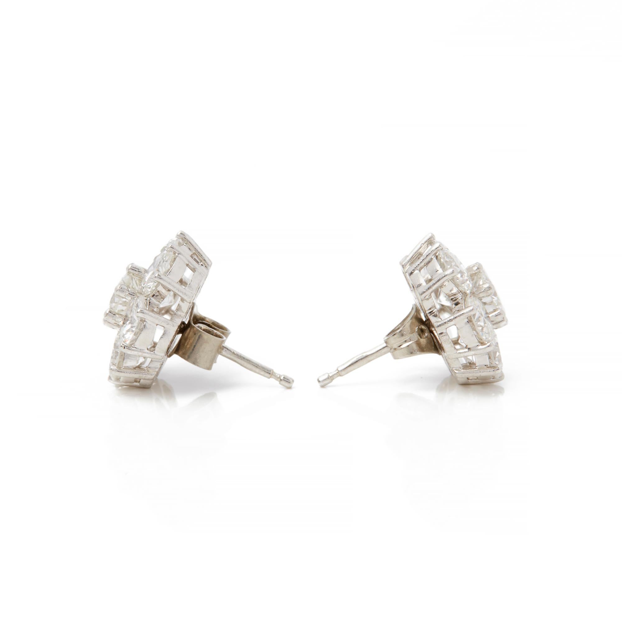 Round Cut Boodles 18 Karat White Gold Diamond Cluster Stud Earrings