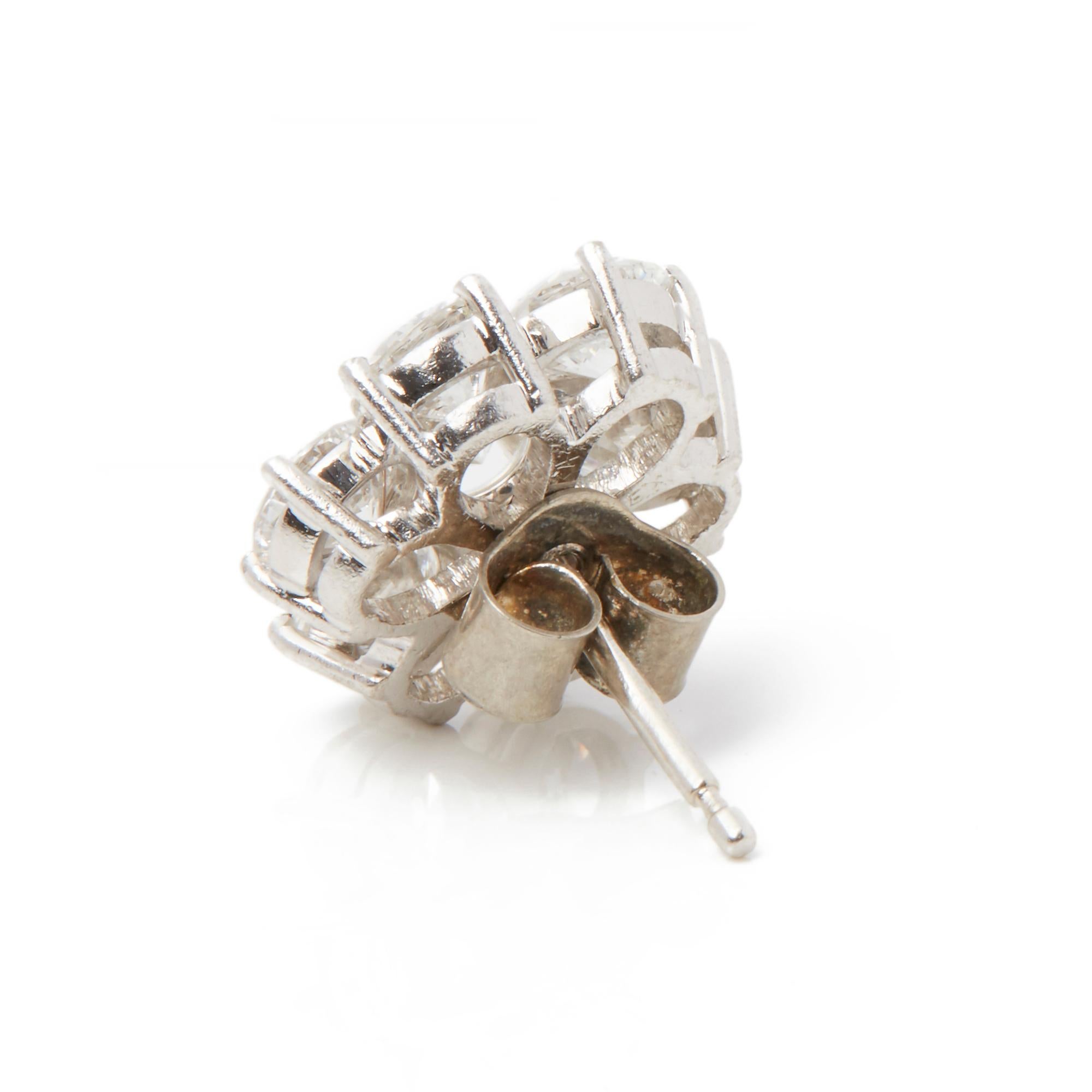 Round Cut Boodles 18 Karat White Gold Diamond Cluster Stud Earrings