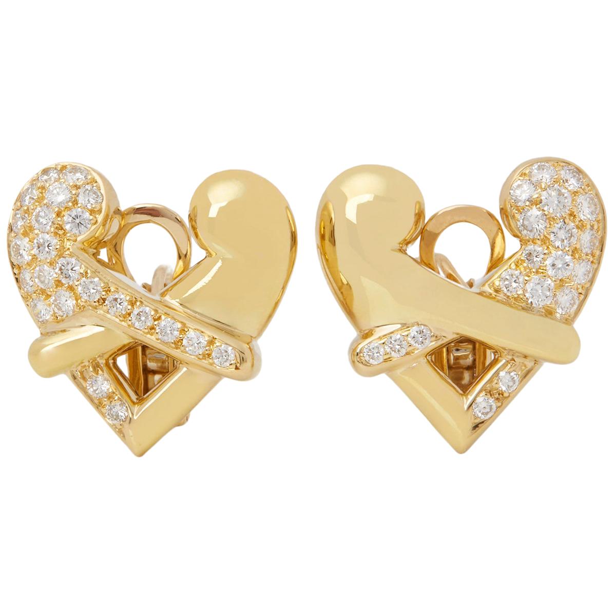 Boodles 18 Karat Yellow Gold Round Cut Diamond Hug Earrings