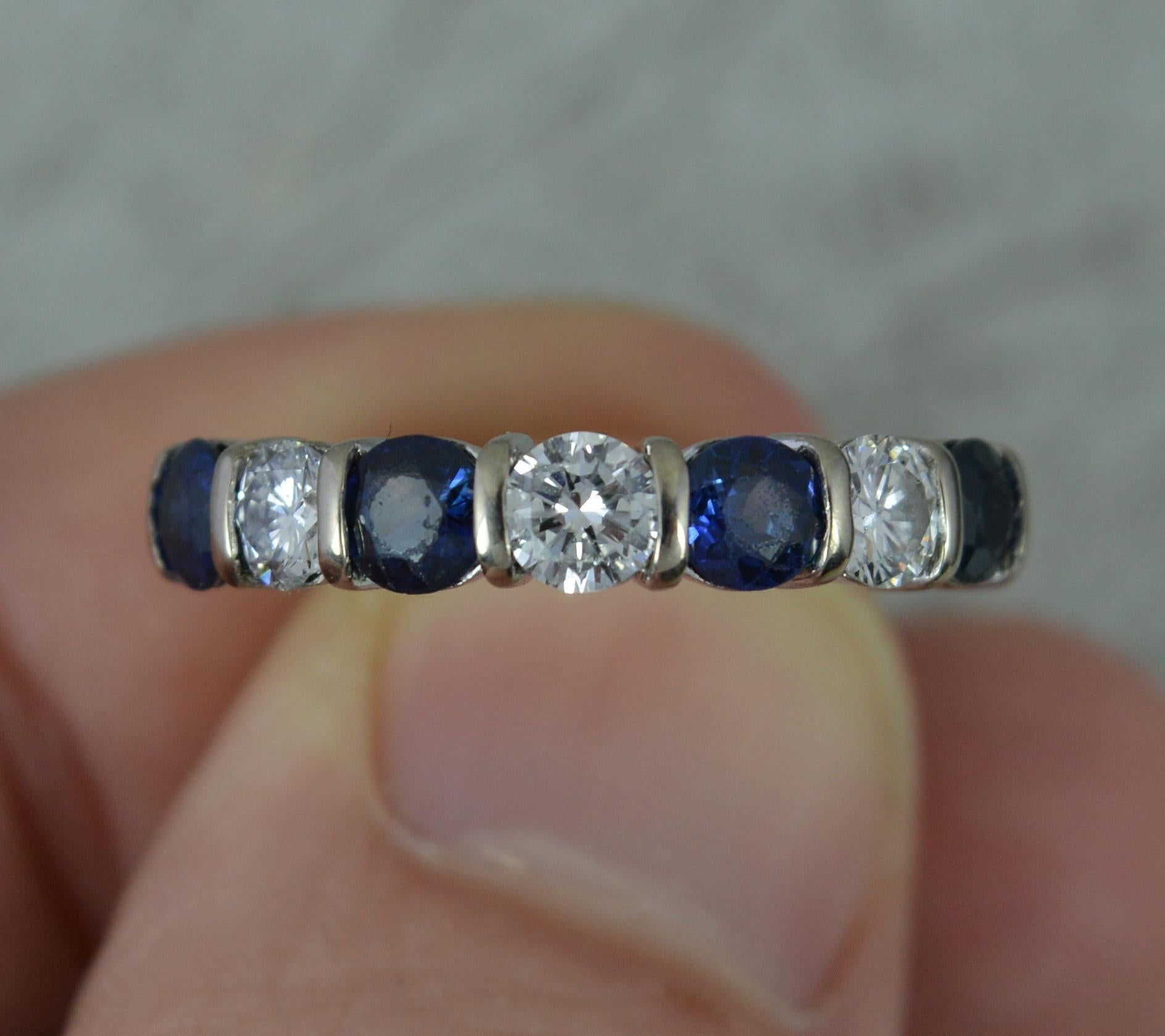 Boodles 18ct White Gold Sapphire and Diamond Half Eternity Stack Ring 5