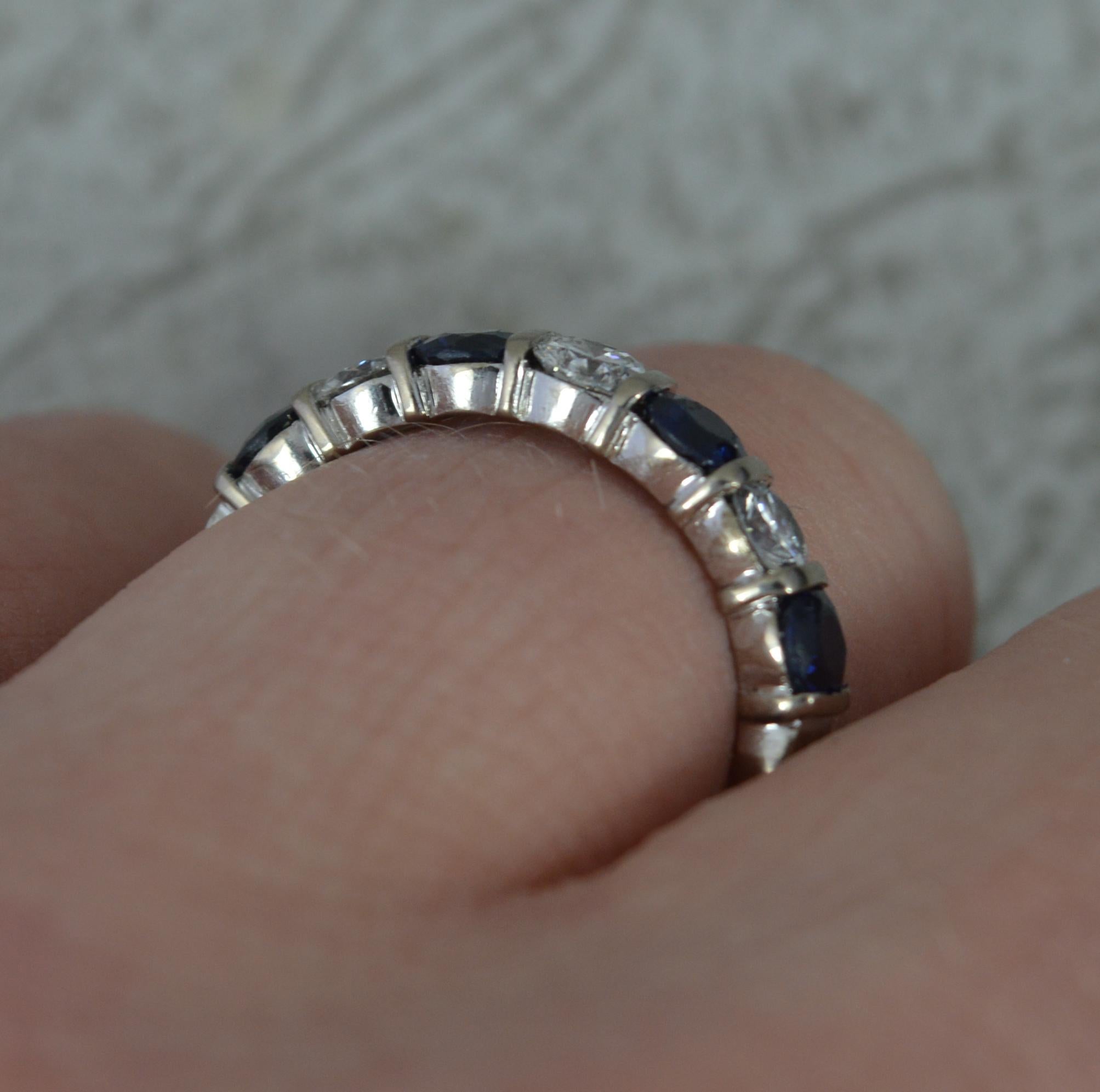 Round Cut Boodles 18ct White Gold Sapphire and Diamond Half Eternity Stack Ring