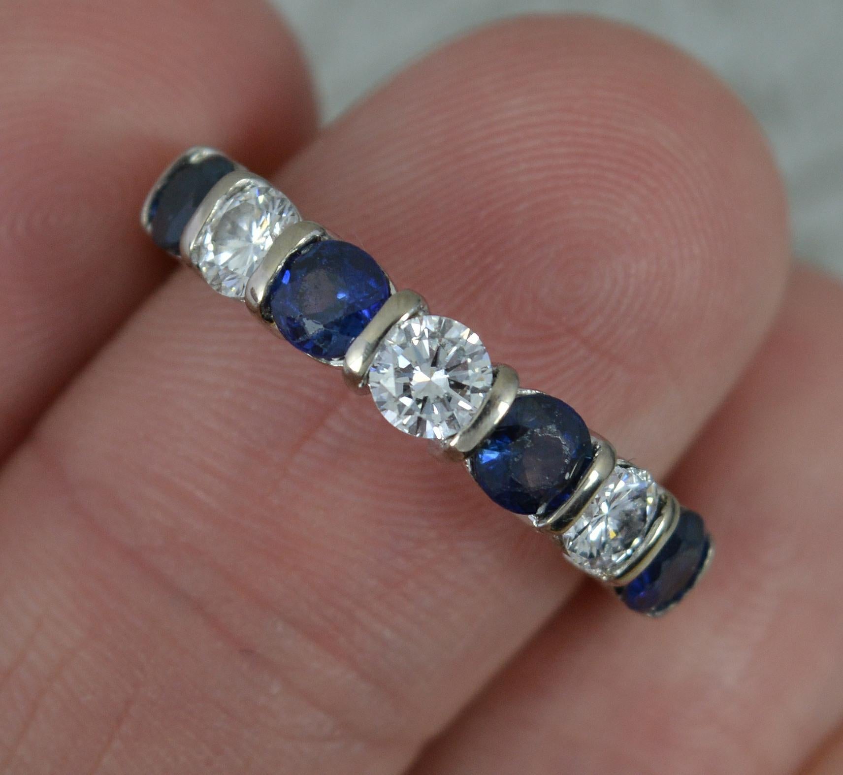 Boodles 18ct White Gold Sapphire and Diamond Half Eternity Stack Ring 2