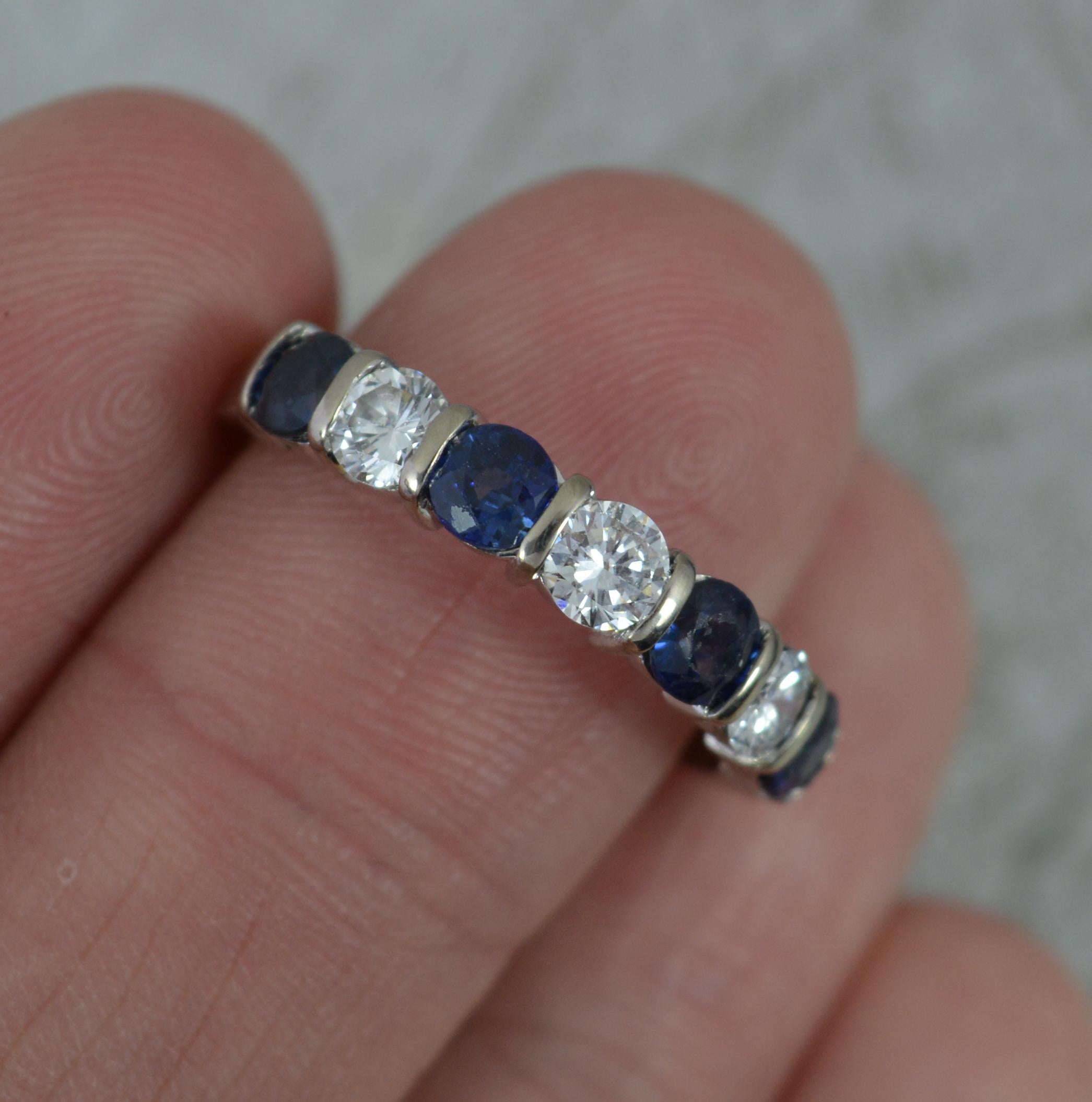Boodles 18ct White Gold Sapphire and Diamond Half Eternity Stack Ring 3