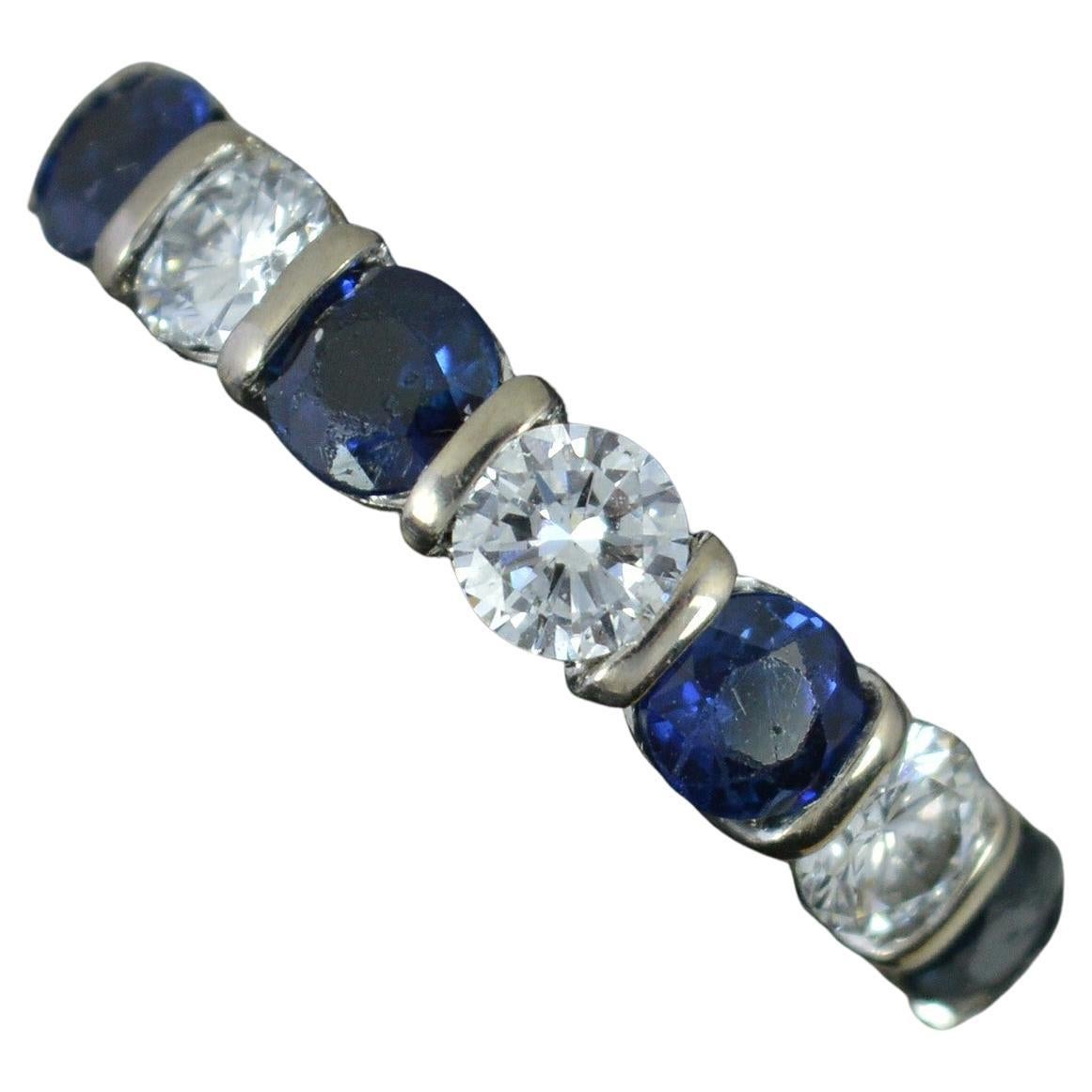 Boodles 18ct White Gold Sapphire and Diamond Half Eternity Stack Ring