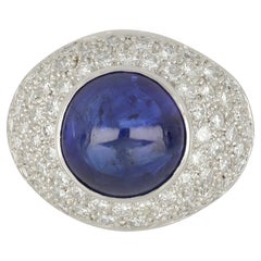 Boodles 18K Weißgold Cabochon Saphir und Diamant Ring
