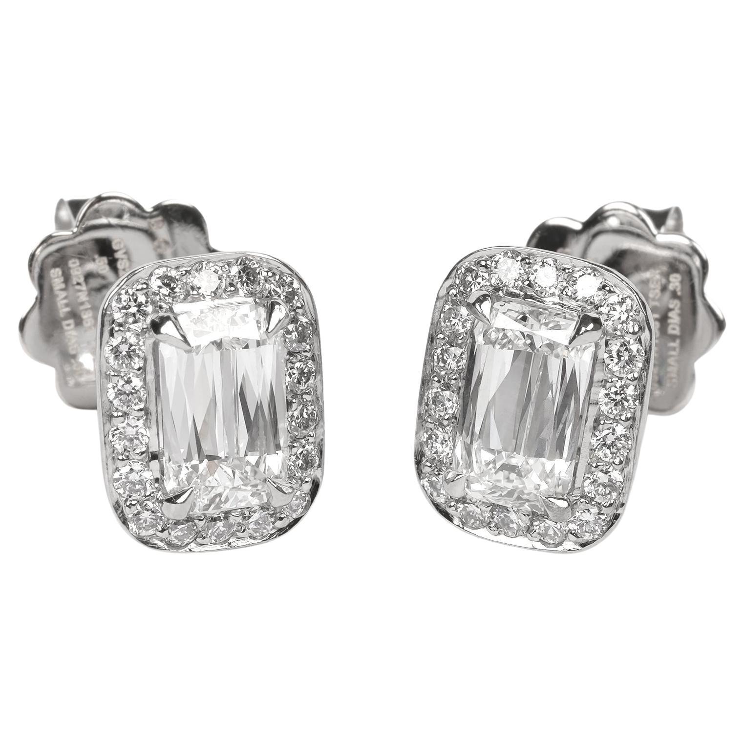 Boodles 1ct Ashoka Cut Diamond Halo Platinum Stud Earrings For Sale