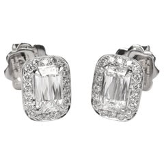 Boodles 1ct Ashoka Cut Diamond Halo Platinum Stud Earrings