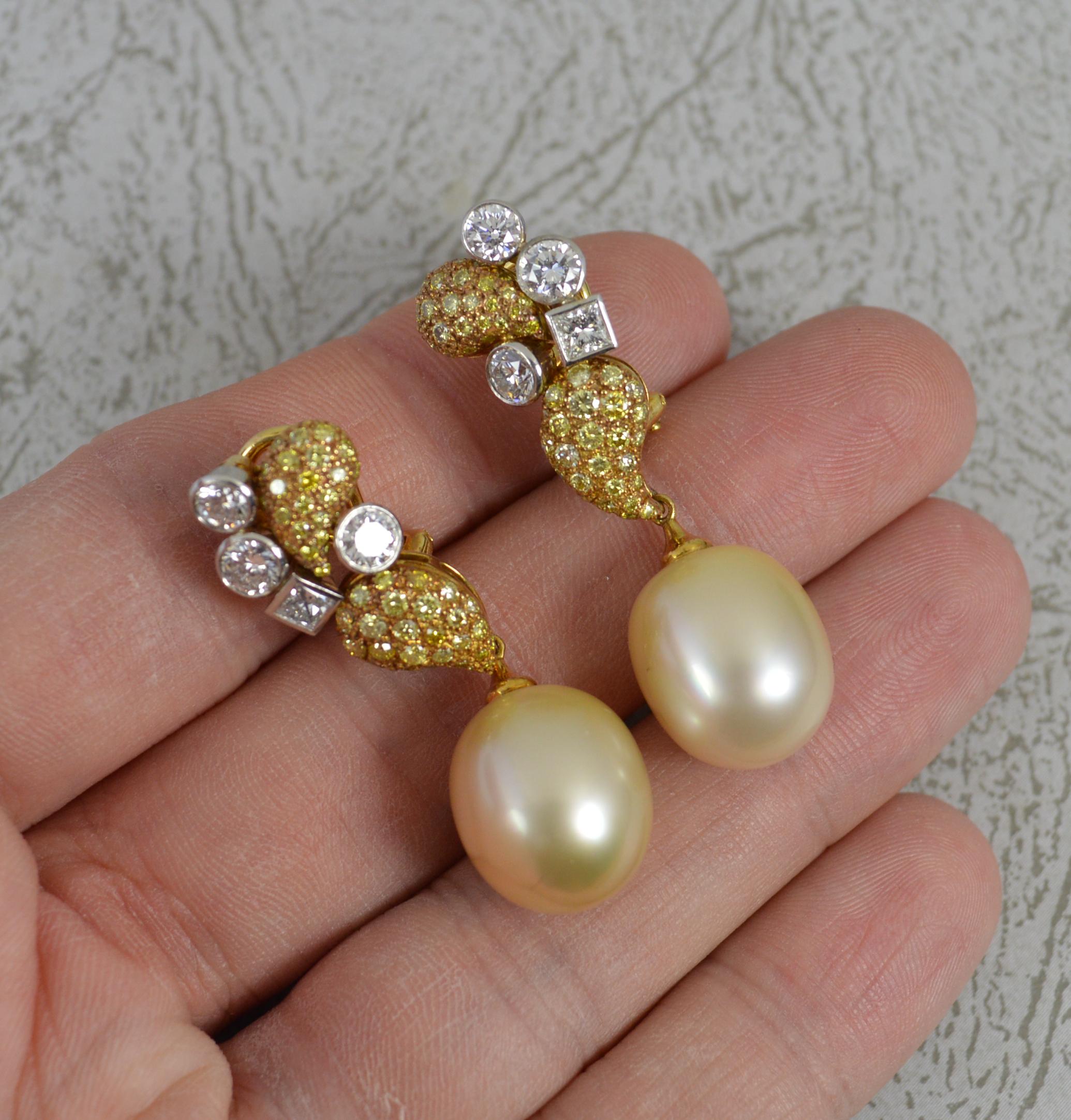 Boodles 2,79 Karat VS1 Diamant und Perle 18 Karat Gold Tropfen-Ohrringe im Angebot 9
