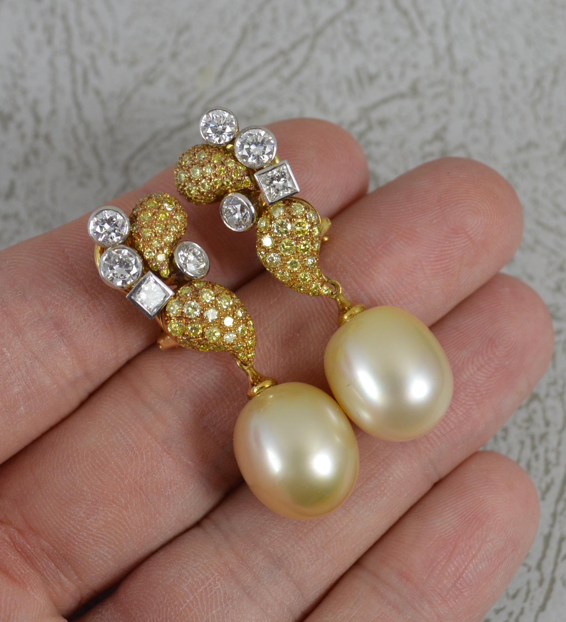Boodles 2,79 Karat VS1 Diamant und Perle 18 Karat Gold Tropfen-Ohrringe im Angebot 10