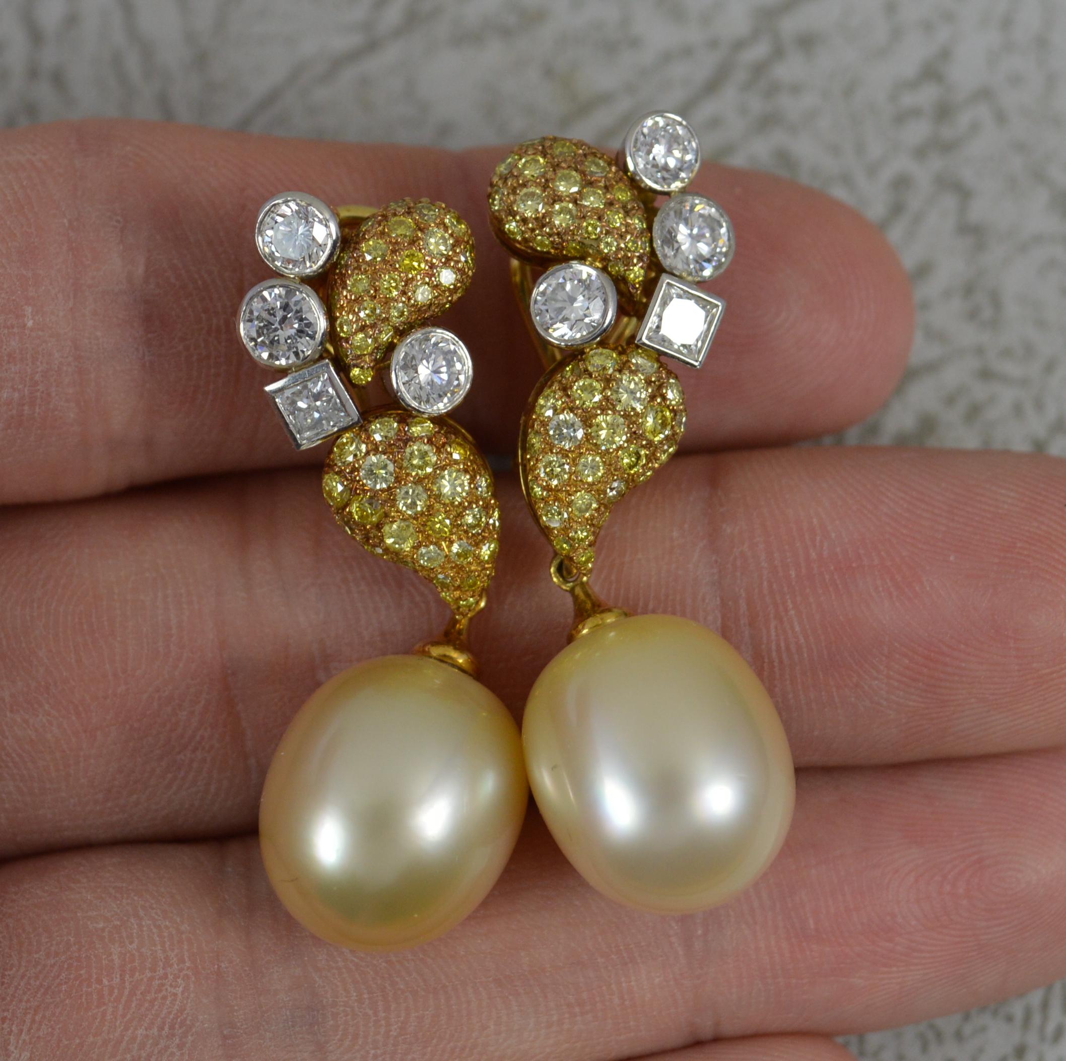 Boodles 2,79 Karat VS1 Diamant und Perle 18 Karat Gold Tropfen-Ohrringe im Angebot 11