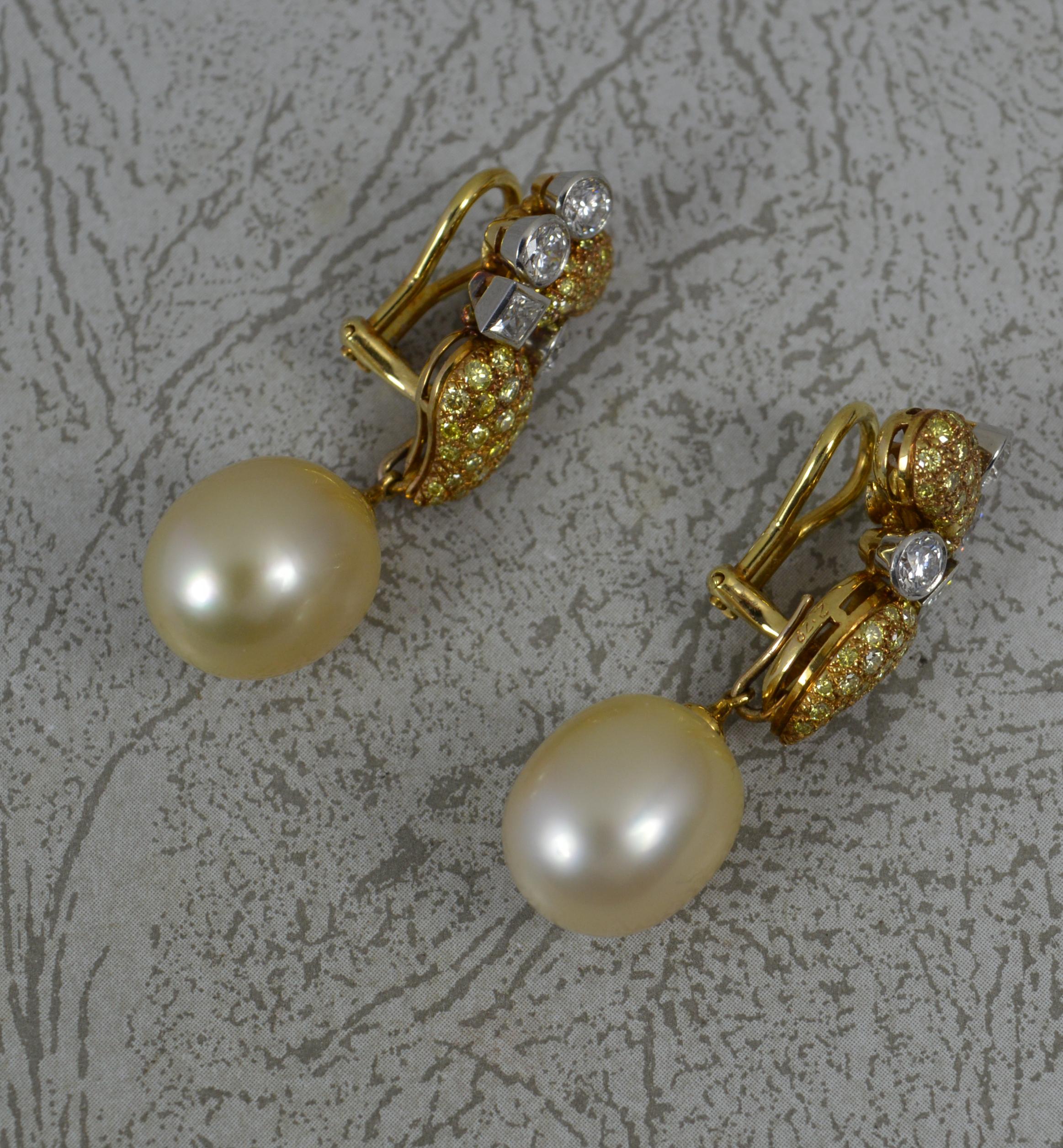 Boodles 2,79 Karat VS1 Diamant und Perle 18 Karat Gold Tropfen-Ohrringe im Angebot 3