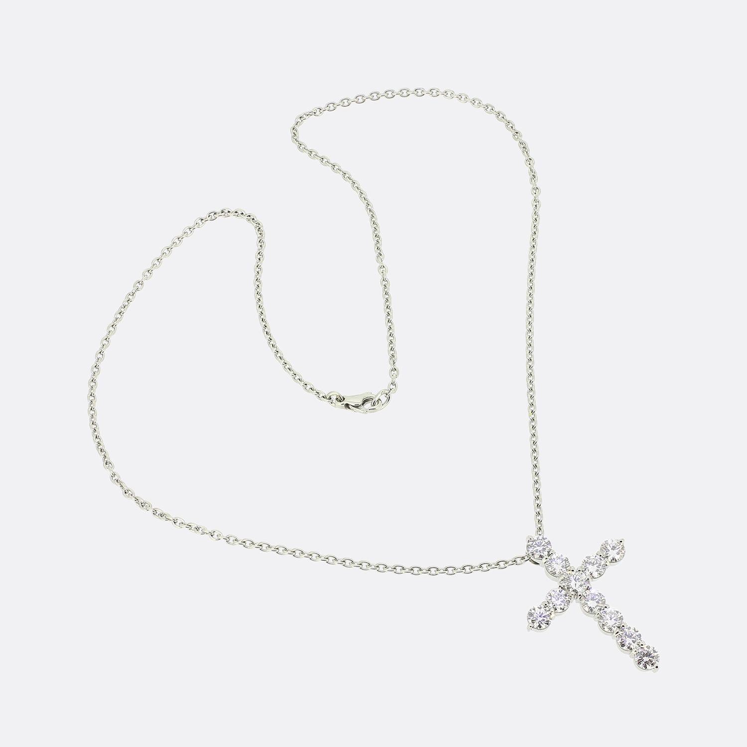 Round Cut Boodles 2.80 Carat Diamond Cross Pendant Necklace For Sale