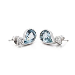Boodles Aquamarine & Diamond Drop Earrings