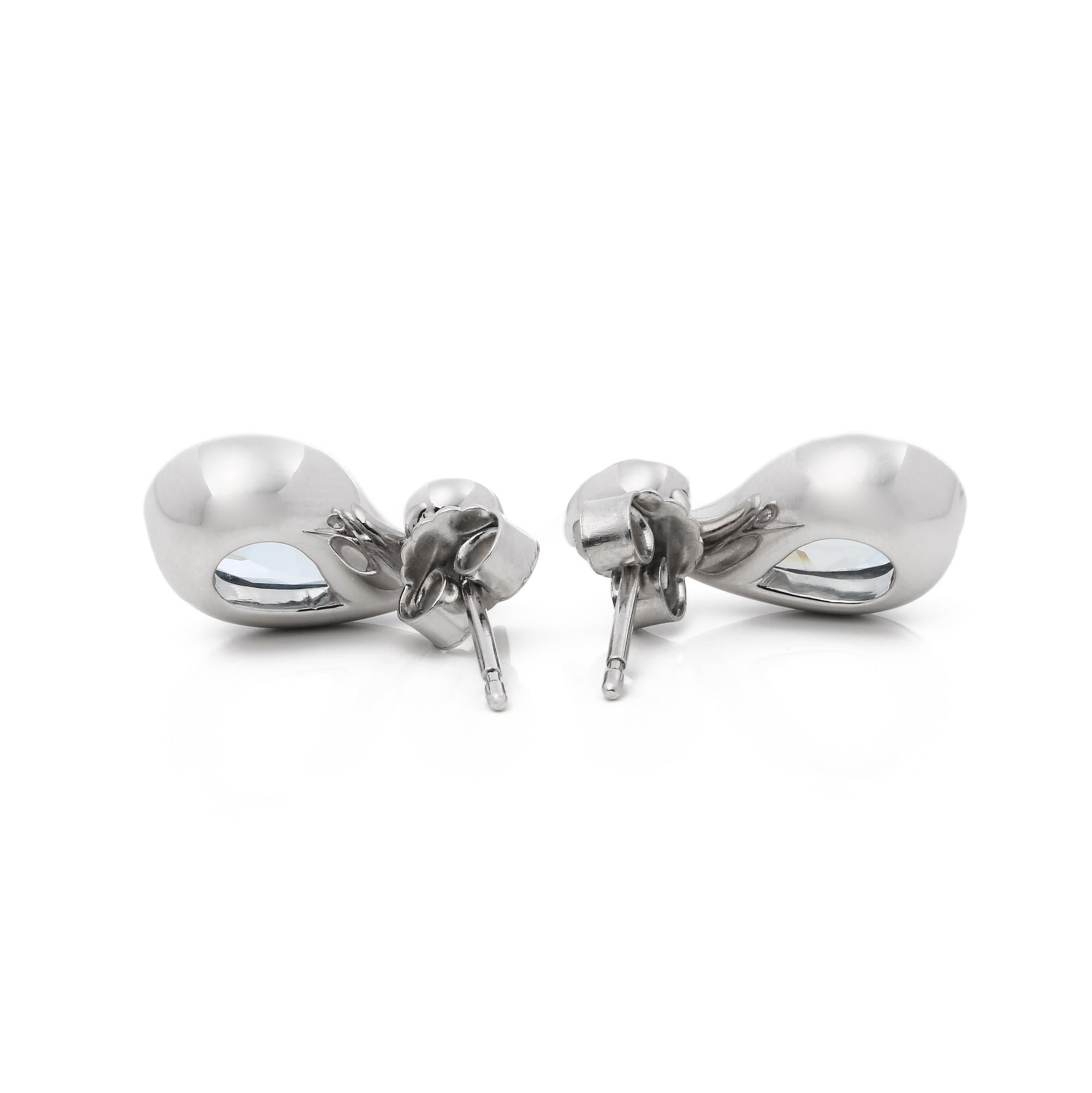 Boodles Aquamarine & Diamond Drop Earrings In Good Condition In Bishop's Stortford, Hertfordshire