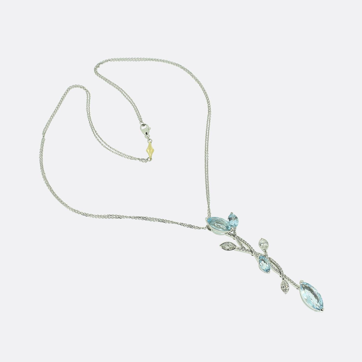 Boodles Aquamarine Diamond Pendant Necklace en Bueno estado para la venta en London, GB