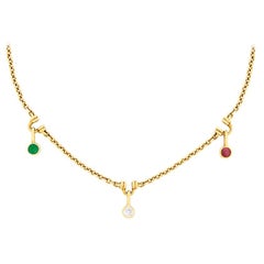Vintage Boodles Diamond, Ruby and Emerald Drop Necklace, circa 1990s