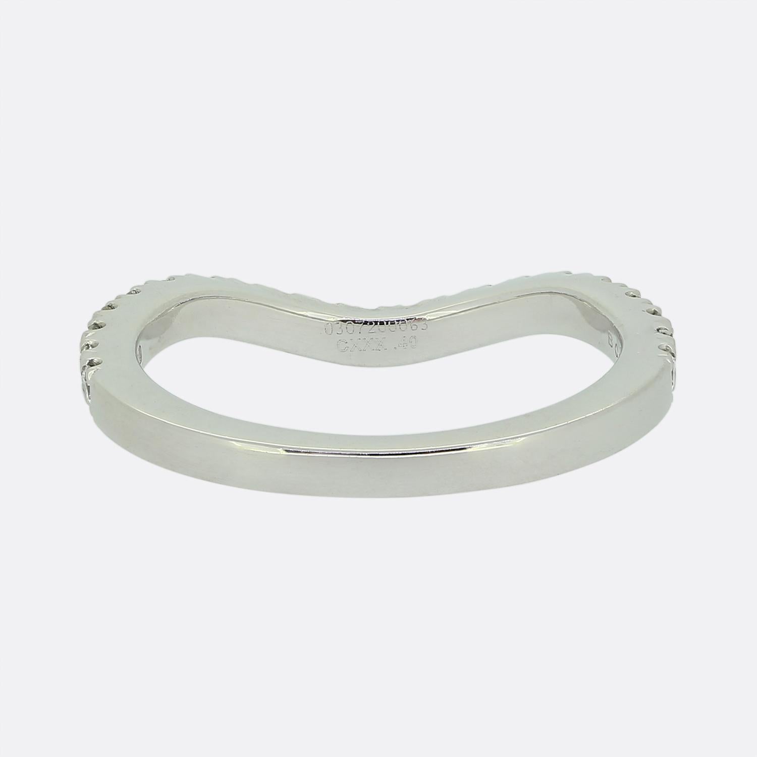 Boodles Diamond Wishbone Wedding Band Ring In Good Condition For Sale In London, GB