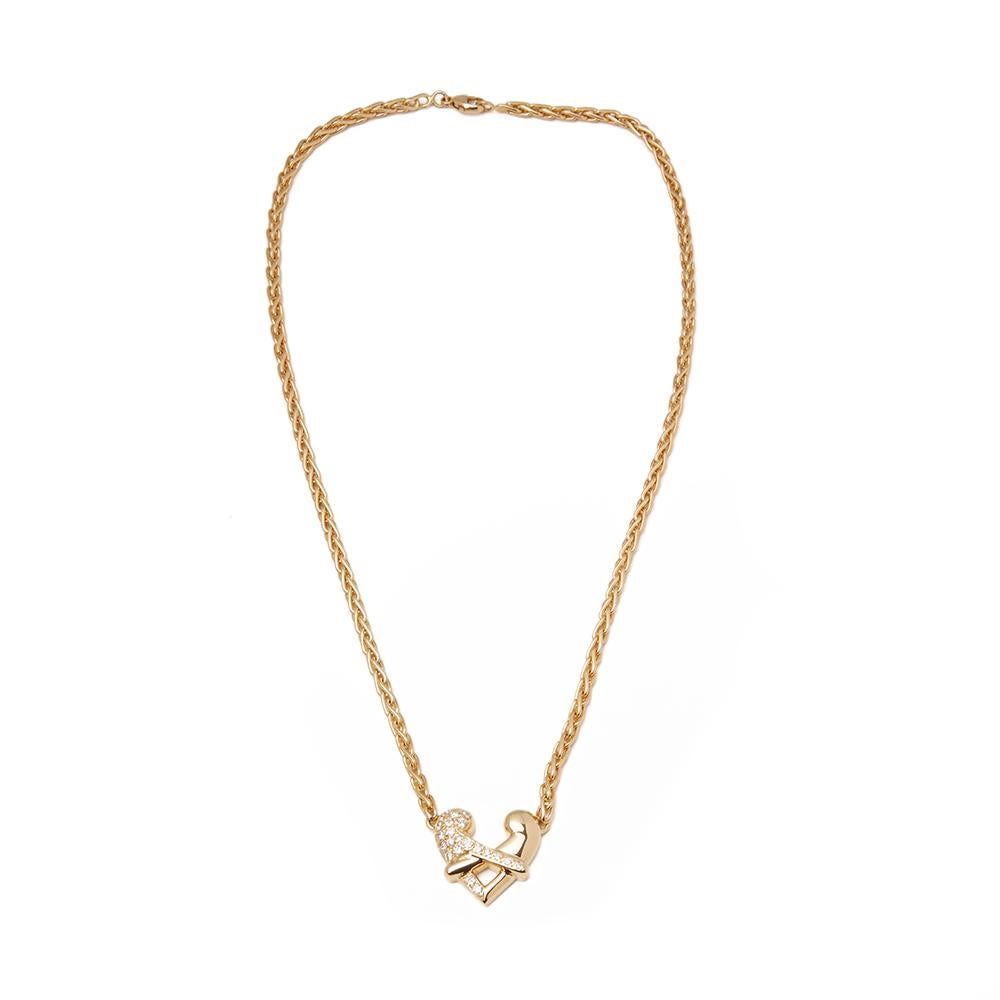 Boodles & Dunthorne 18 Karat Yellow Gold Diamond Hug Pendant Necklace In Good Condition In Bishop's Stortford, Hertfordshire