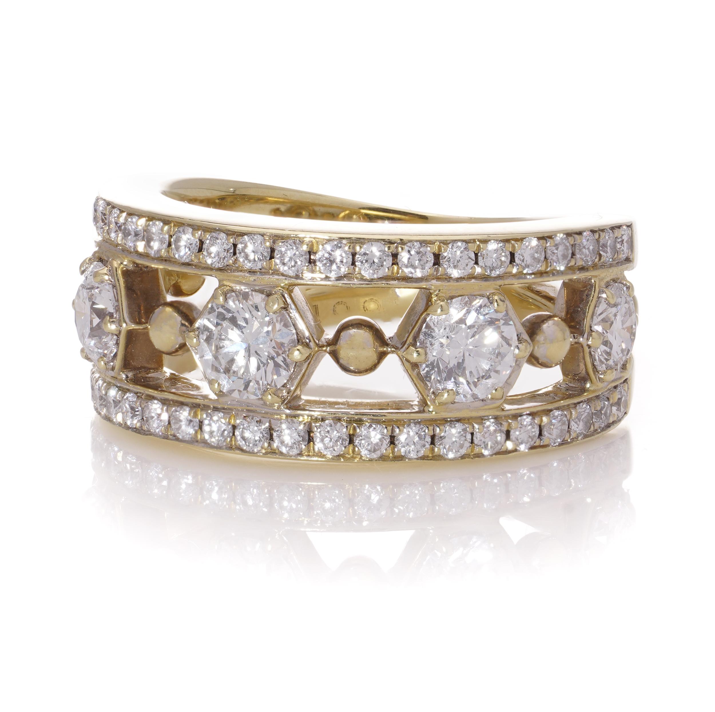 Brilliant Cut Boodles & Dunthorne 18kt. gold band ring with 1.46 cts of diamonds For Sale