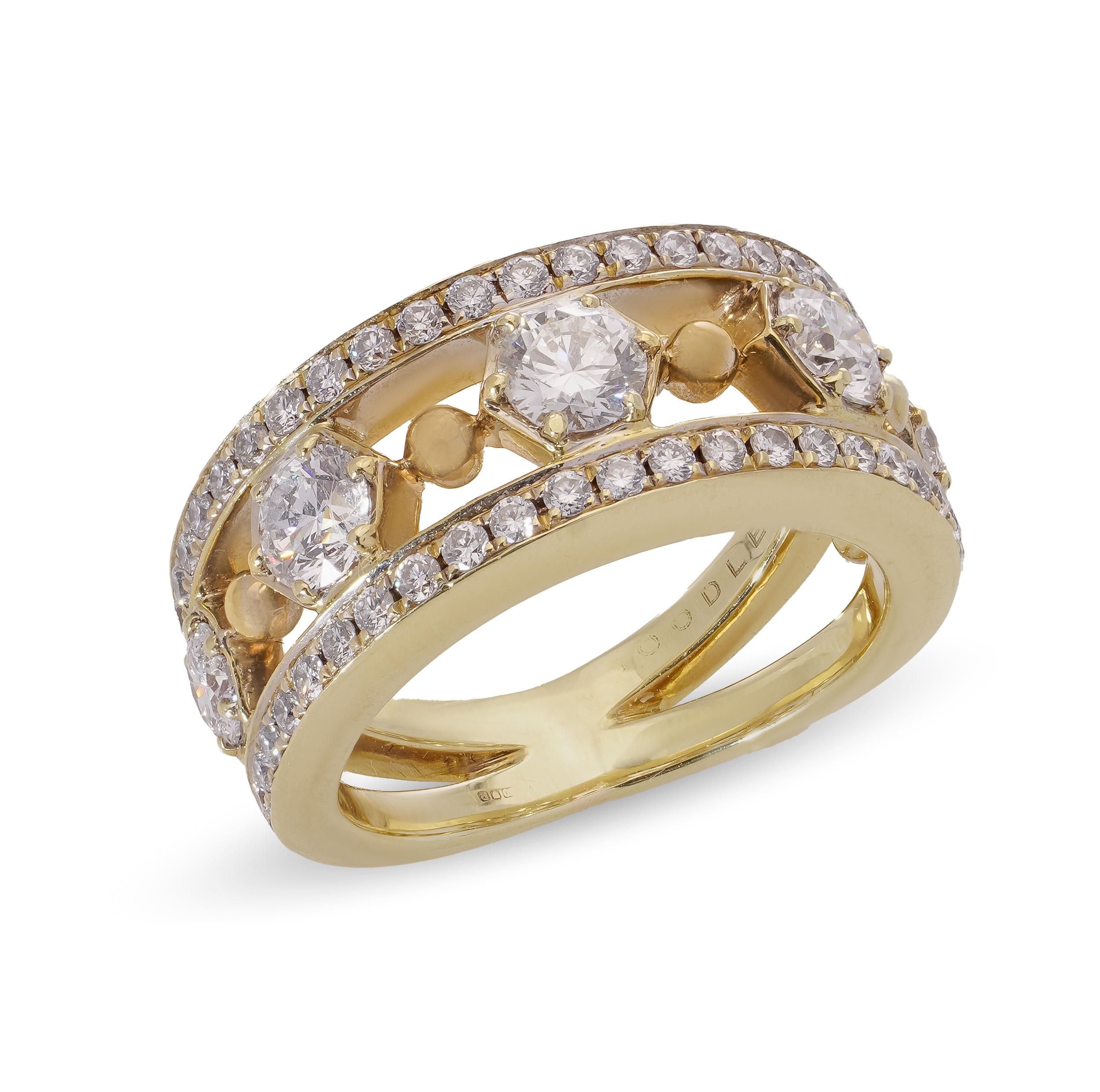 Boodles and Dunthorne 18kt. gold band ring with 1.46 cts of diamonds