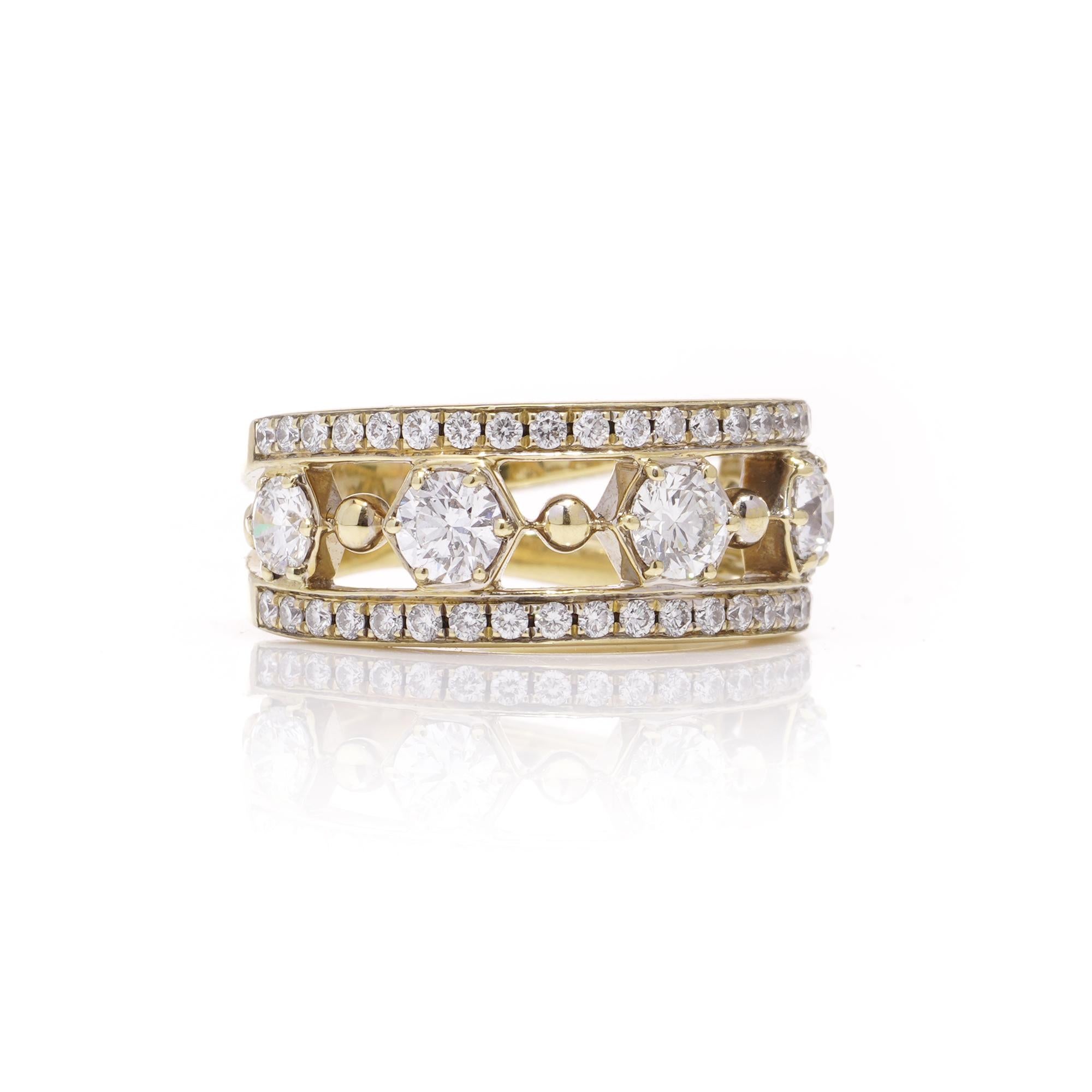 Brilliant Cut Boodles & Dunthorne 18kt. gold band ring with 1.46 cts of diamonds For Sale