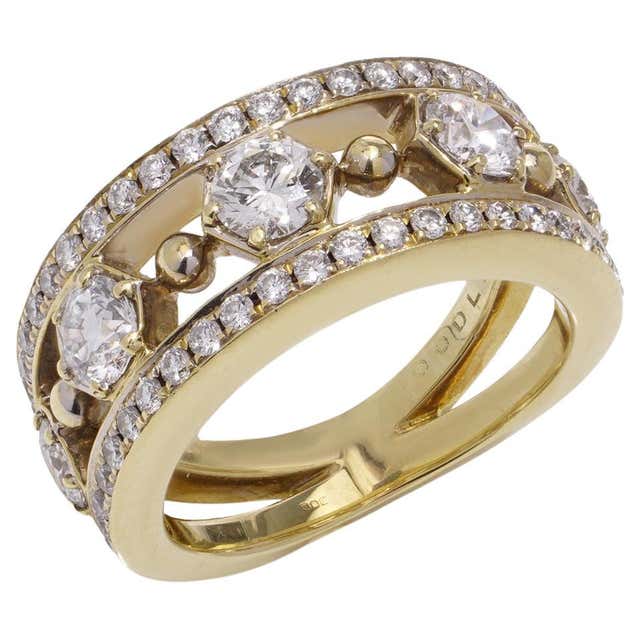 Butler Gold Diamond Rings Edwardian 18kt Gold Belt Buckle Ring With Diamonds For Sale at 1stDibs