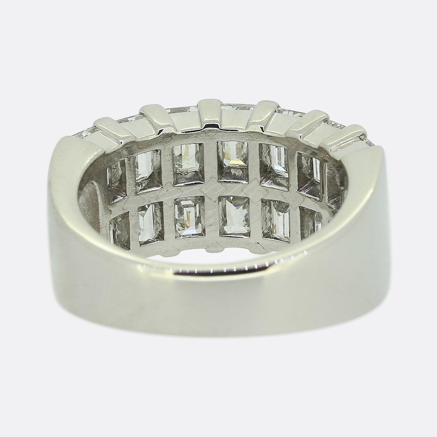 Boodles Diamantring mit Smaragdschliff in zwei Reihen Damen