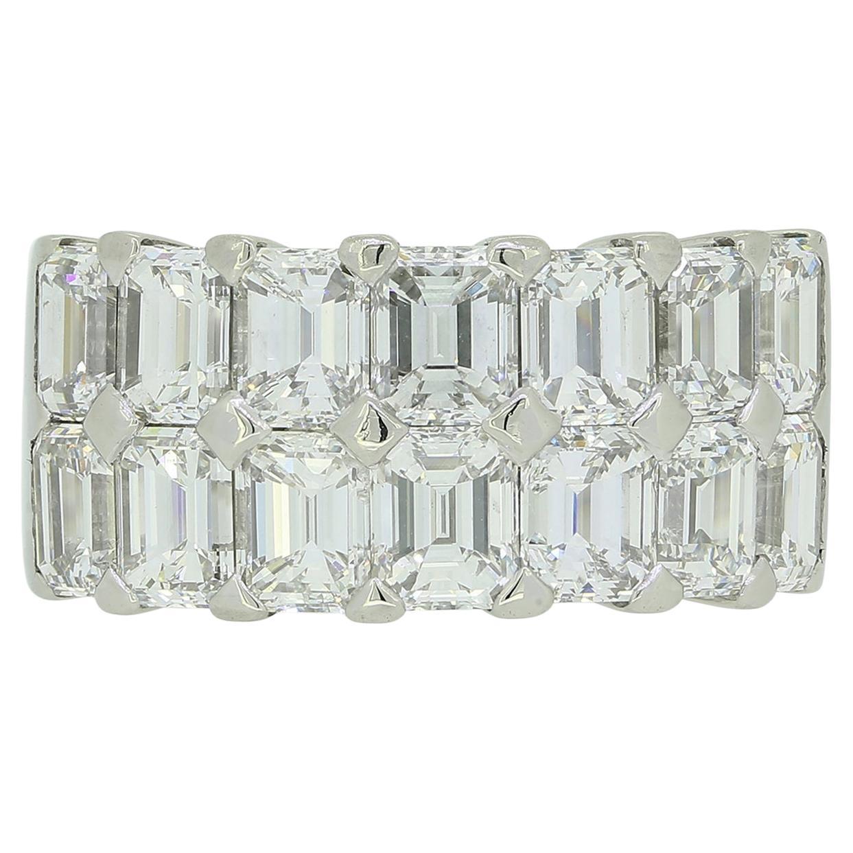 Boodles Emerald Cut Diamond Two Row Ring For Sale