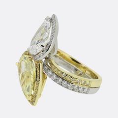 Boodles Fancy Intense Yellow Pear Cut Diamond Crossover Ring