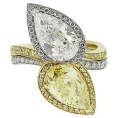 Boodles Fancy Intense Yellow Pear Cut Diamond Crossover Ring