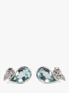 Boodles Aquamarine & Diamond 18ct White Gold Drop Earring