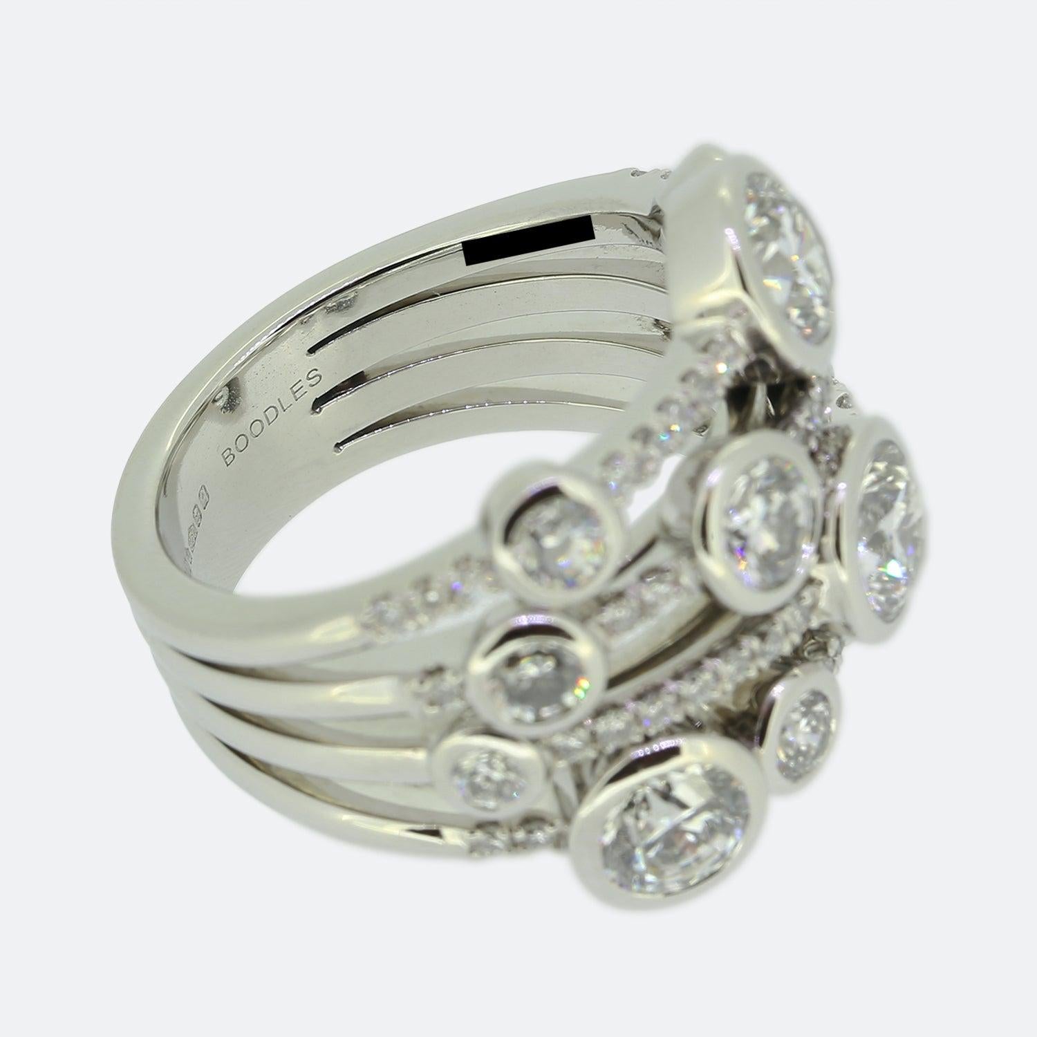 Boodles Large Waterfall Large Platinum Diamond Ring In Excellent Condition For Sale In London, GB