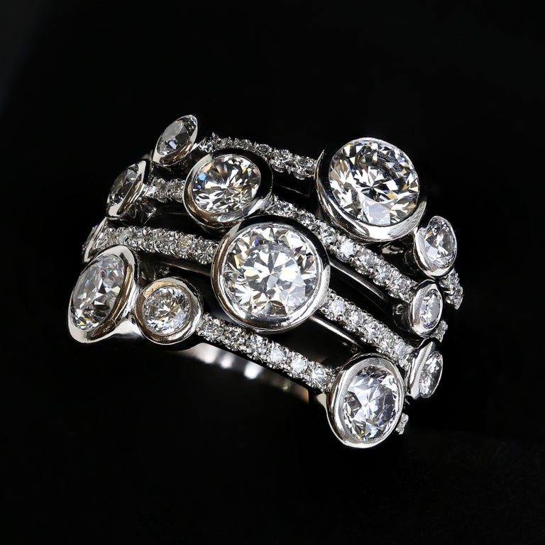 Boodles Large Waterfall Large Platinum Diamond Ring at 1stDibs