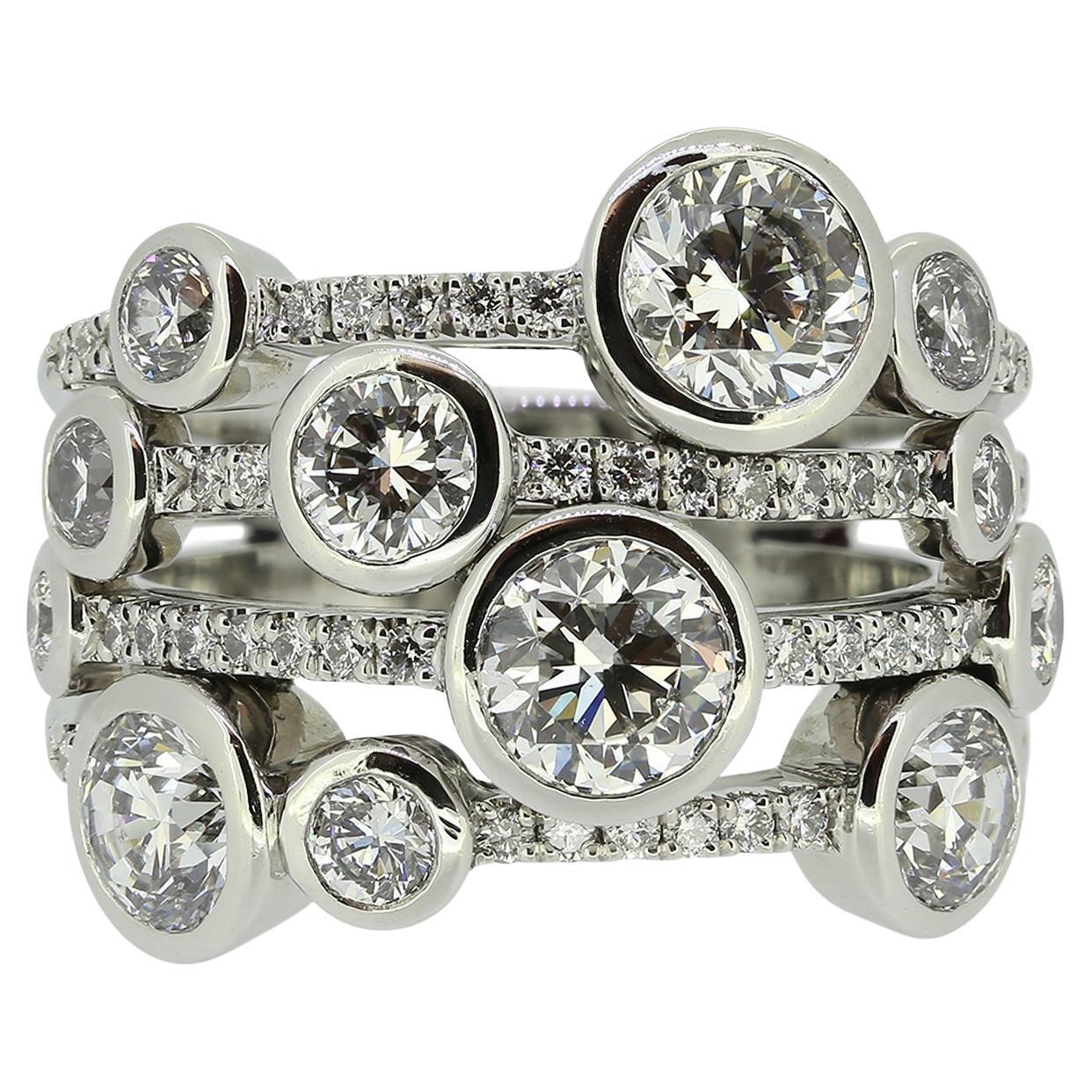 Boodles Large Waterfall Large Platinum Diamond Ring For Sale