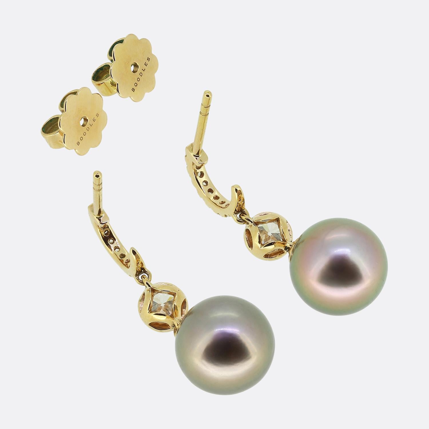 Boodles Tropfenohrringe mit Perlen und Diamanten (Brillantschliff)