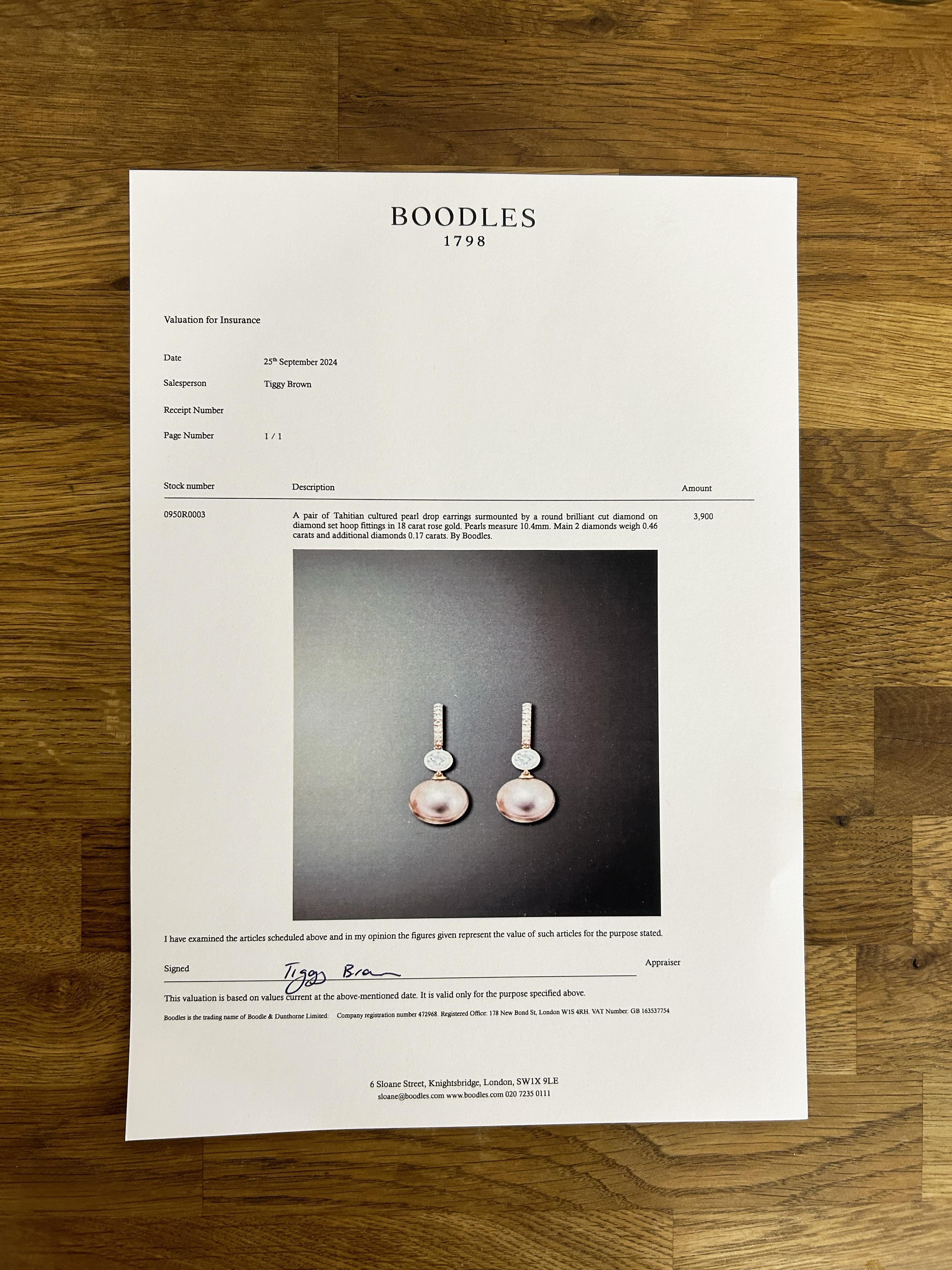 Boodles Tropfenohrringe mit Perlen und Diamanten im Zustand „Gut“ in London, GB
