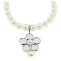 Boodles Pearl and Rose Quartz Pendant Necklace