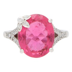 Boodles Pink Tourmaline and Diamond Floral Dress Ring Set in 18 Karat White Gold