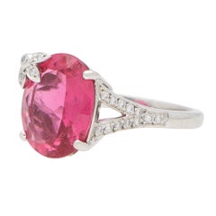 Boodles Pink Tourmaline and Diamond Floral Dress Ring Set in 18 Karat White Gold
