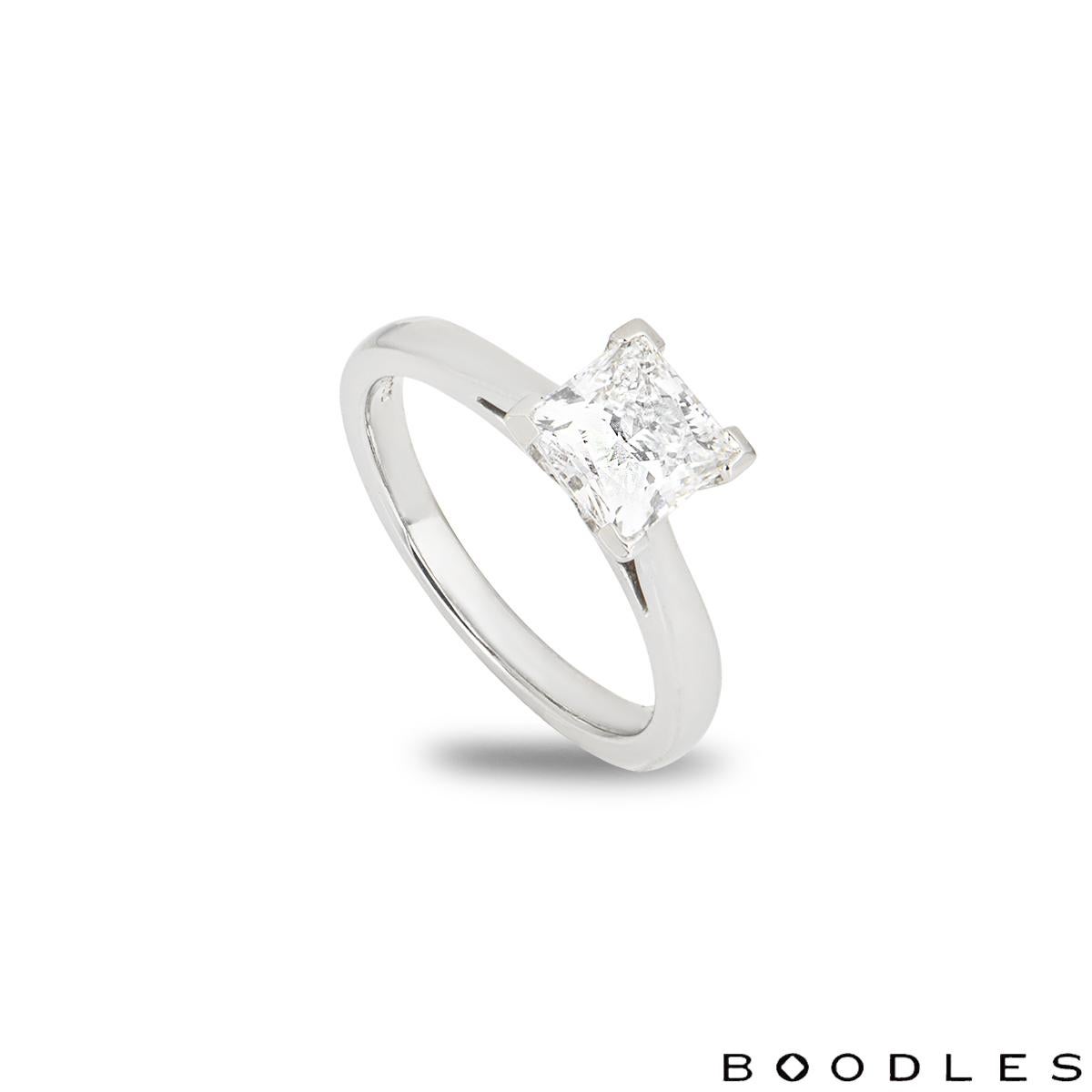 Women's Boodles Platinum Princess Cut Diamond Ring 1.20ct F/VS1