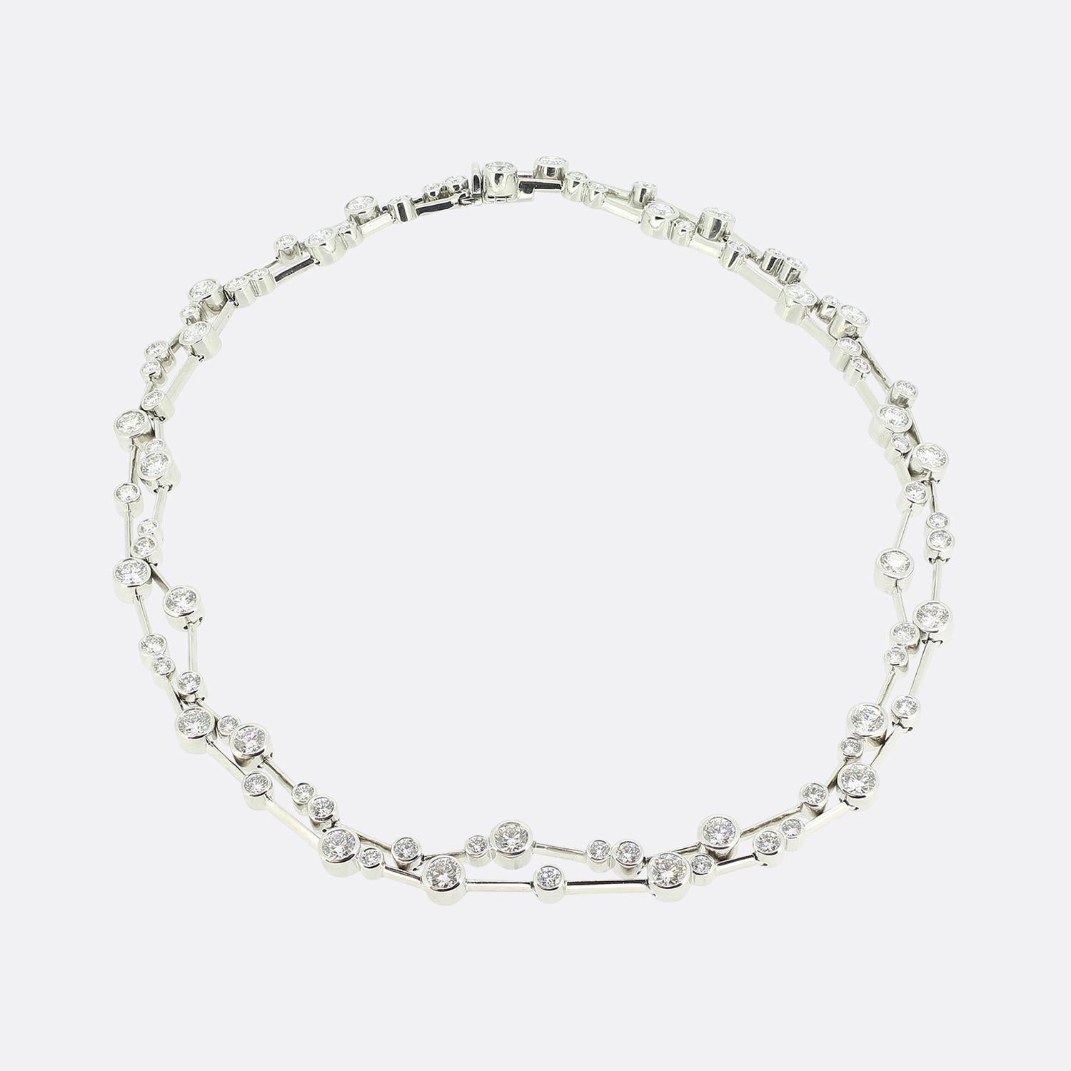 Boodles Raindance Two-Row Diamond Necklace In Good Condition In London, GB