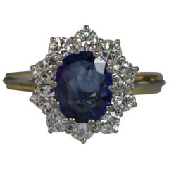 Vintage Boodles Sapphire 1.00 Carat VS1 Diamond 18 Carat Gold Cluster Ring