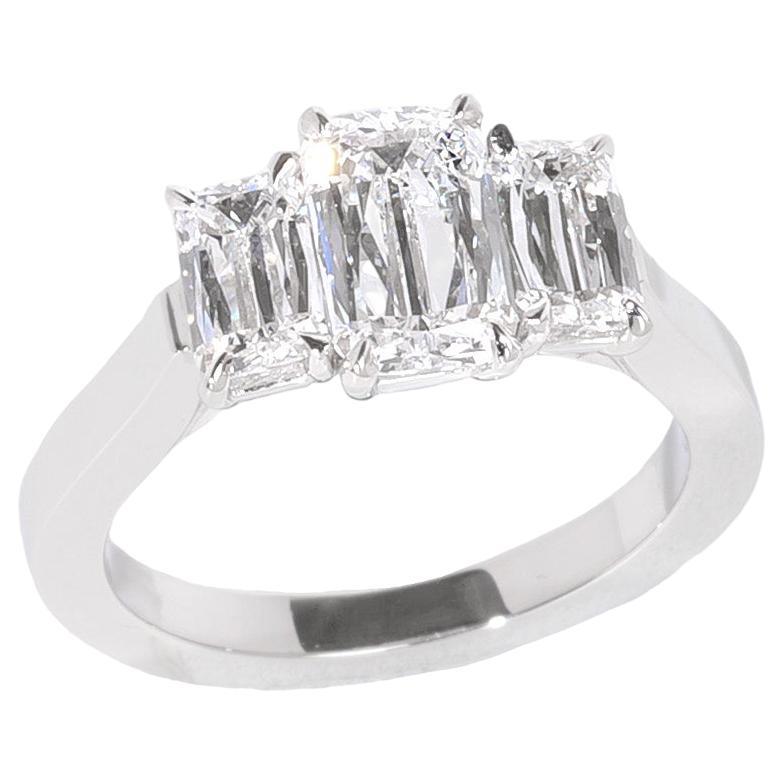 Boodles Trilogy Ashoka Cut Platinum Diamond Engagement Ring For Sale