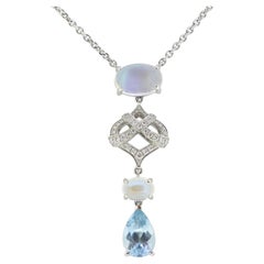 Boodles Halskette aus Holz, Aquamarin, Mondstein und Diamanten