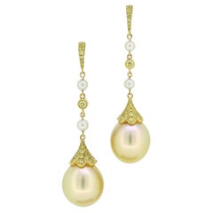 Boodles Yellow Diamond and Pearl Drop Earrings