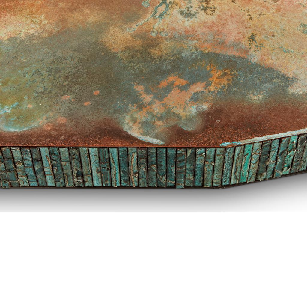 Boogie Nights Handmade Ceramic, Bronze Steel & Verdigris Copper Coffee Table For Sale 4