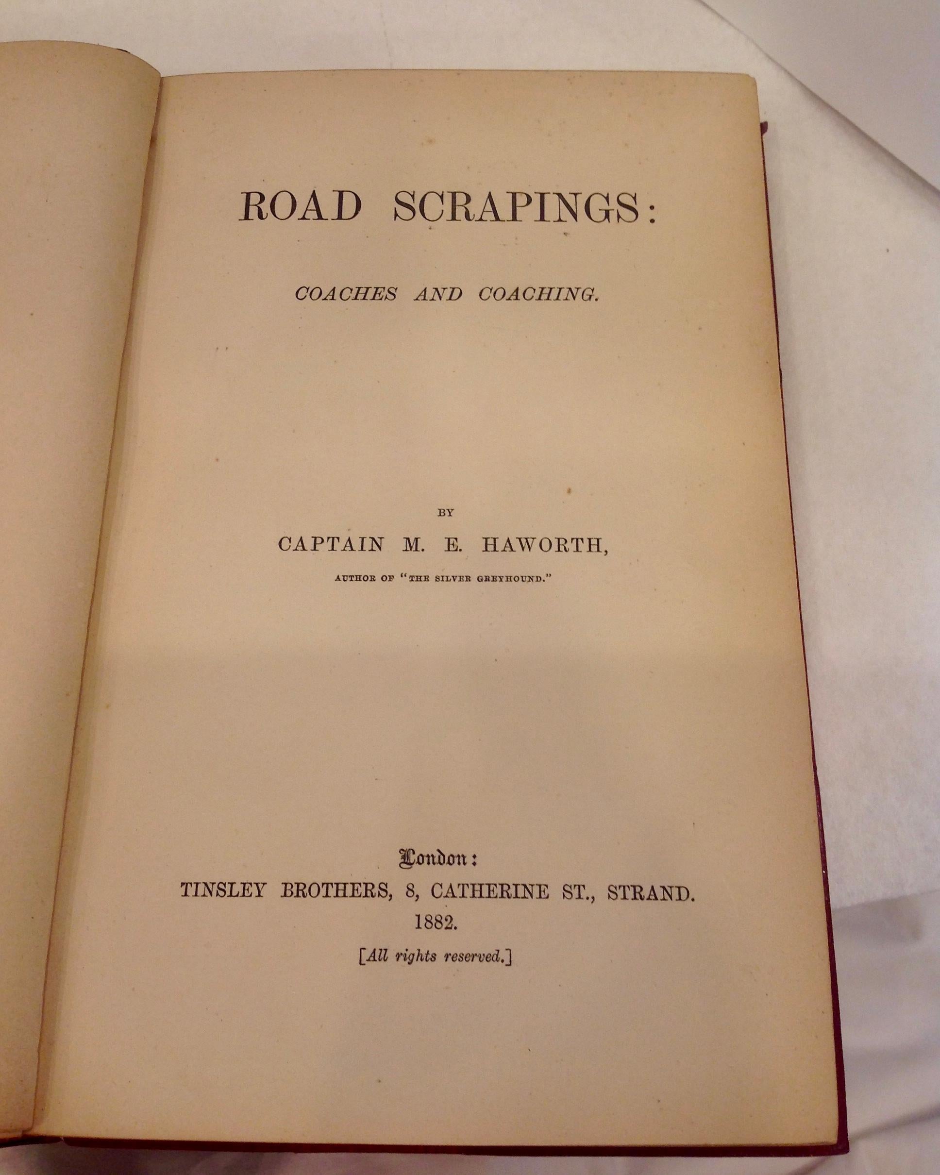 19th Century Book, A Fine Binding, Road Scrapings, Coaches, and Coaching For Sale