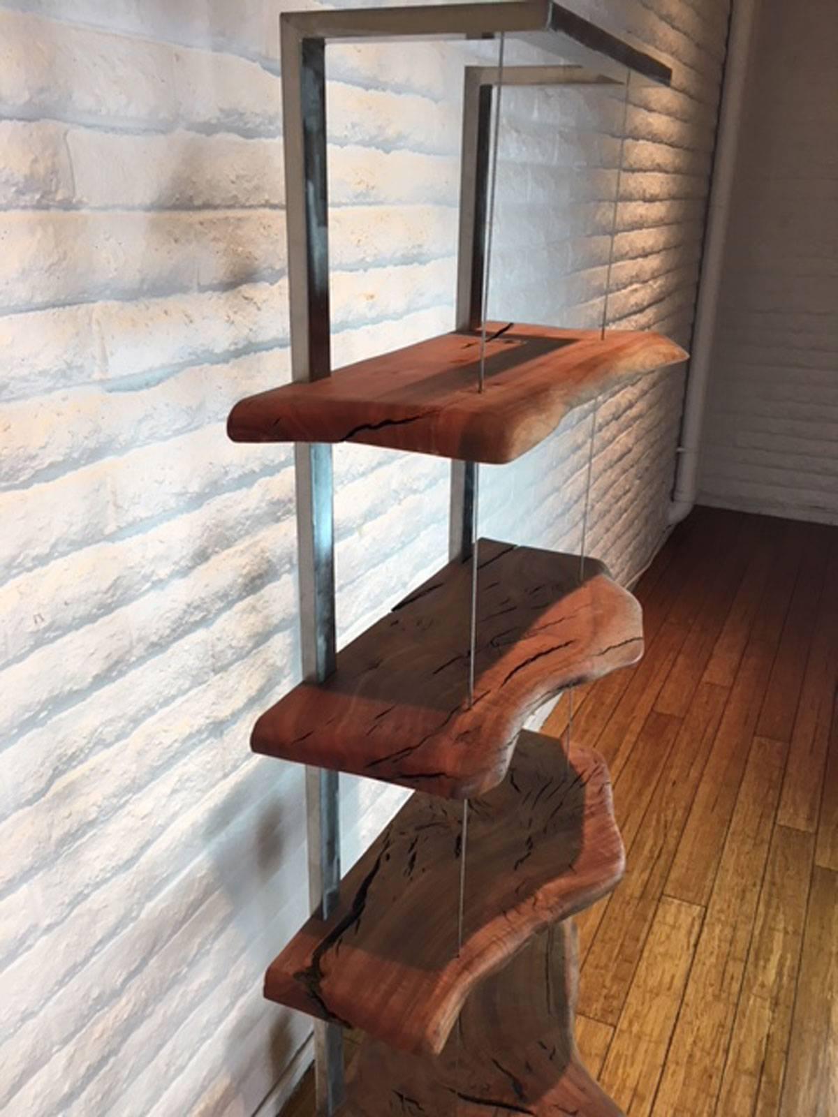 Book Case or Display Stand in Steel and Eucalyptus Wood For Sale 2