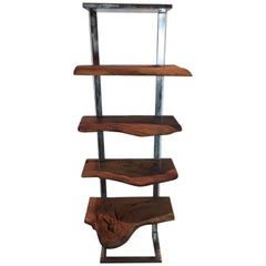Book Case or Display Stand in Steel and Eucalyptus Wood